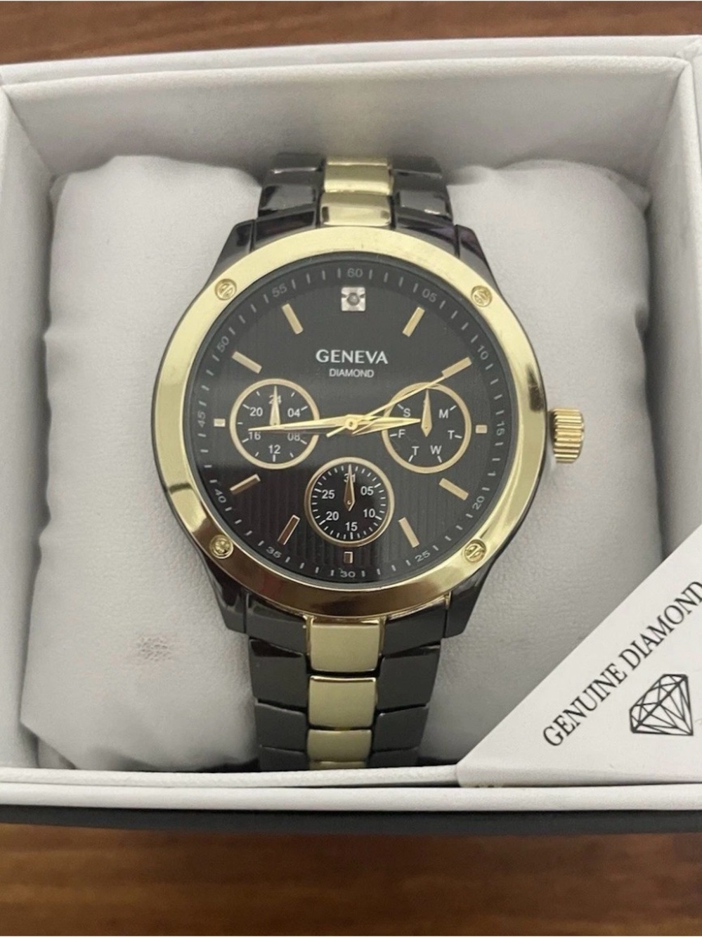 Geneva Two-Tone Black and Gold Men's Watch
